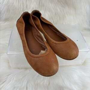 Tory Burch Tan Suede Flats with Elastic Topline